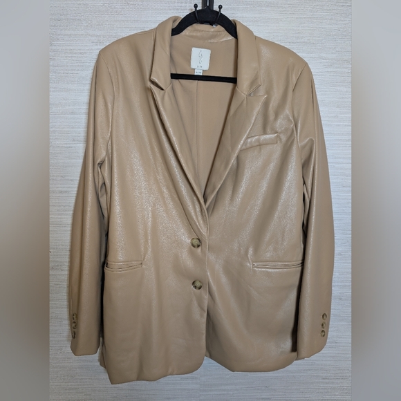 Joie Jackets & Blazers - Joie Tan Faux Leather Blazer XL